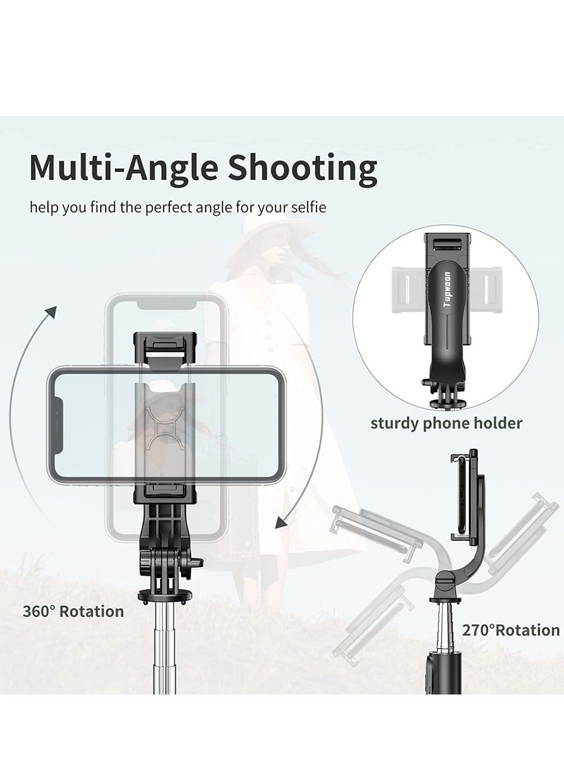 Selfie Stick Tripod with Fill Light, 167cm Extendable Phone Tripod Stand with Remote Shutter for Travel, Vlogging, Live Streaming Video and Photos,Phone Stand Compatible with iPhone and Android