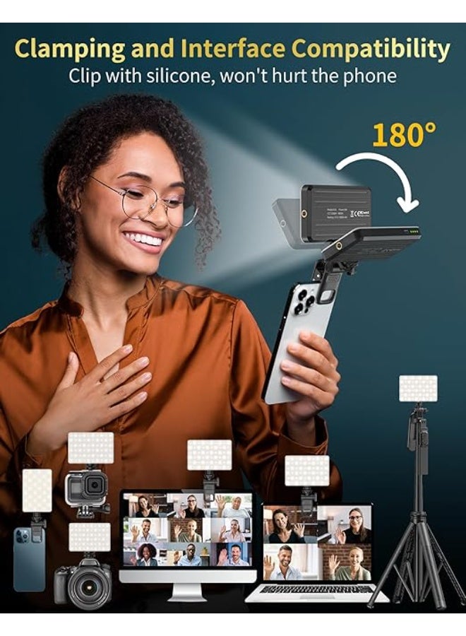 120 LED Portable Selfie Light with Clip & Tripod – Rechargeable 3000mAh Battery, CRI 95+, 3 Adjustable Lighting Modes - Image 3