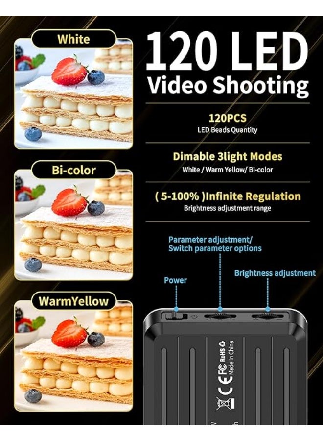 120 LED Portable Selfie Light with Clip & Tripod – Rechargeable 3000mAh Battery, CRI 95+, 3 Adjustable Lighting Modes - Image 4