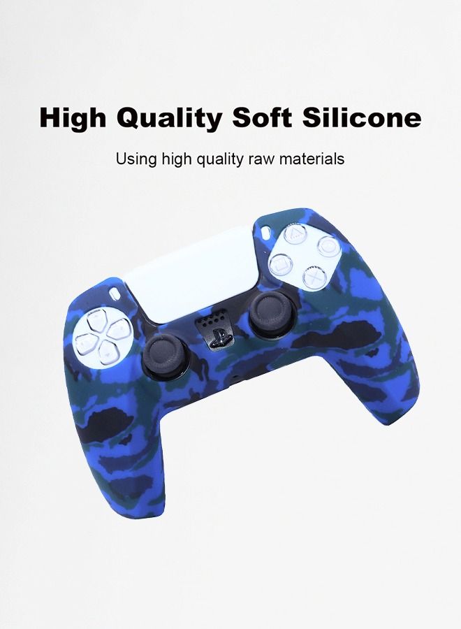 Silicone Skin Accessories for Sony PS5 Wireless Controller Grip Covers Case with Anti-Slip Anti-scratch Silicone Dustproof Protective, PS5 Controller Skin Protector Blue/Black - Image 5