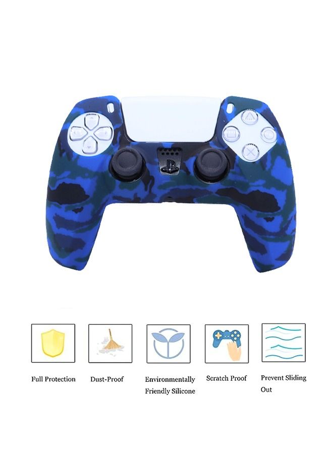 Silicone Skin Accessories for Sony PS5 Wireless Controller Grip Covers Case with Anti-Slip Anti-scratch Silicone Dustproof Protective, PS5 Controller Skin Protector Blue/Black - Image 2