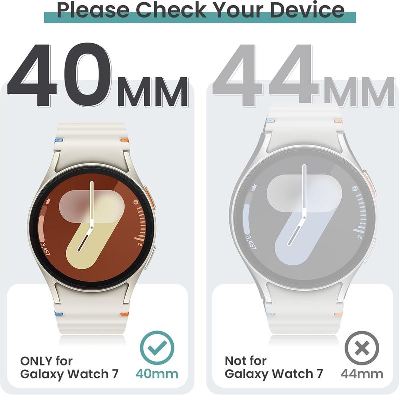 Tensea [5+5Pack for Samsung Galaxy Watch 7 Screen Protector Case 40mm Accessories, Hard PC Bumper/HD Anti-Fog Tempered Glass Protective Film, Face Cover Set, Galaxy Watch 7 Case for Women Men - Image 2