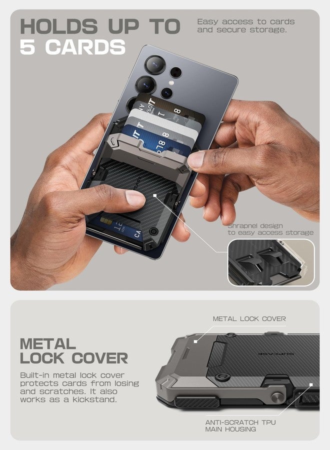 SupCase سوبكيس لحافظة ماغسيف، حافظة مغناطيسية للرجال، [حامل 5 بطاقات] [حامل قابل للتعديل] [حماية RFID] حامل بطاقات الهاتف ثلاثي القوائم لهواتف سامسونج جالاكسي S25، جوجل بيكسل 10 وآيفون 17/16/15/14، كربون - Image 5