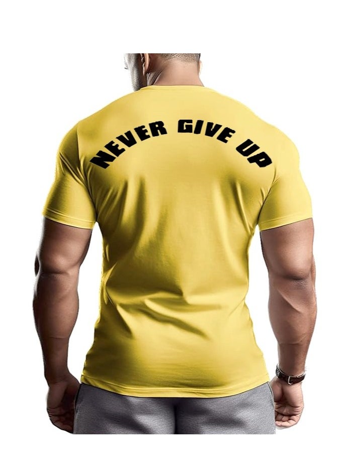 ALCOACH - Men's Oversize T-shirt - ALCOACH - NEVER GIVE UP  Printed for exercise, gym and bodybuilding - Image 1