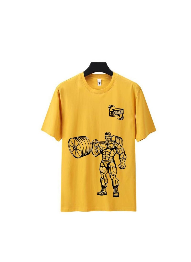 ALCOACH - Men's Oversize T-shirt - ALCOACH - NEVER GIVE UP  Printed for exercise, gym and bodybuilding - Image 1