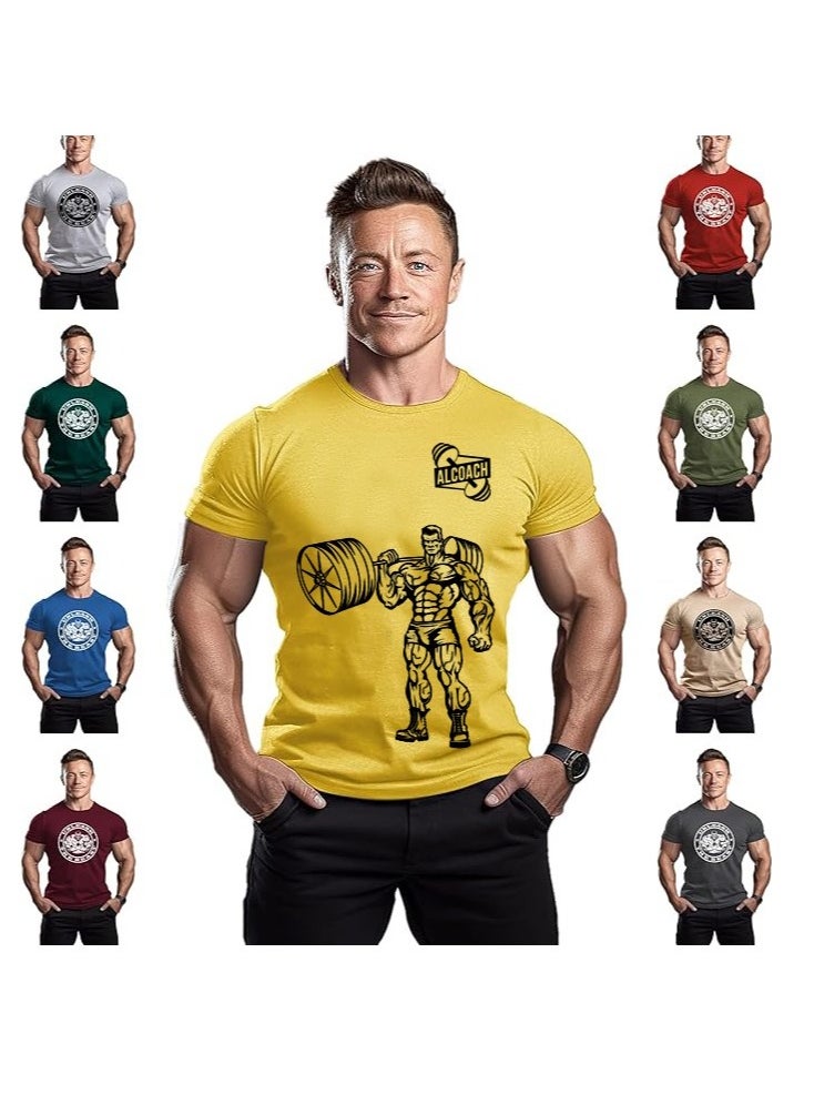 ALCOACH - Men's Oversize T-shirt - ALCOACH - NEVER GIVE UP  Printed for exercise, gym and bodybuilding - Image 1