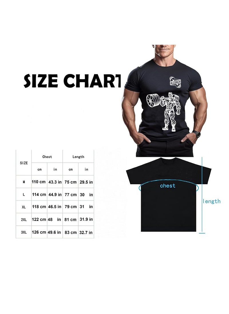 ALCOACH - Men's Oversize T-shirt - ALCOACH - NEVER GIVE UP  Printed for exercise, gym and bodybuilding - Image 1