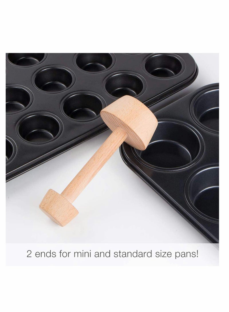 Tart Tamper and Pin Pastry Tamper Mini Pan Wood Wooden Shell Dough Muffin Metal for Making Muffin, Pecan Pies, Cheesecakes and Desserts.  - Image 4