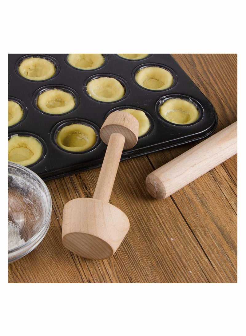 Tart Tamper and Pin Pastry Tamper Mini Pan Wood Wooden Shell Dough Muffin Metal for Making Muffin, Pecan Pies, Cheesecakes and Desserts.  - Image 5