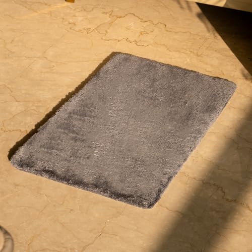 Earthy Fables Plush Microfiber Bath Mat, Quick Dry, Anti-Skid, Water Absorbent, Non-Slip, Machine Washable Floor Rug, Shower Mat, Door Mat for Bathroom, Bedroom, 60 x 40 cm - Grey - Image 1