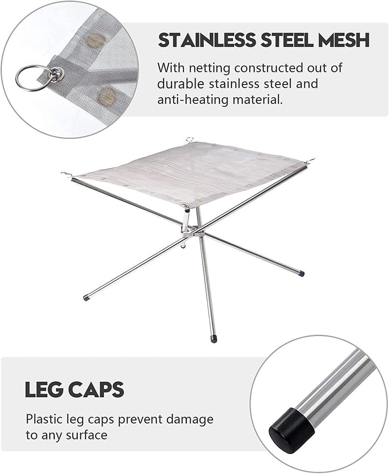 Kikerike 22 inch Portable Outdoor Fire Pit, Collapsing Steel Mesh Fireplace - Perfect for Camping, Backyard and Garden - Carrying Bag Included - Image 4