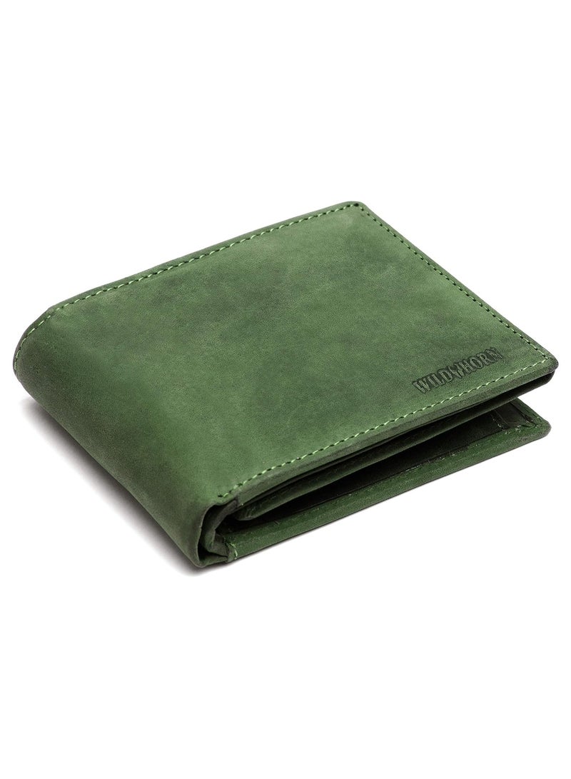 WildHorn Men's RFID Protected Leather Wallet (Green Hunter) - Image 1