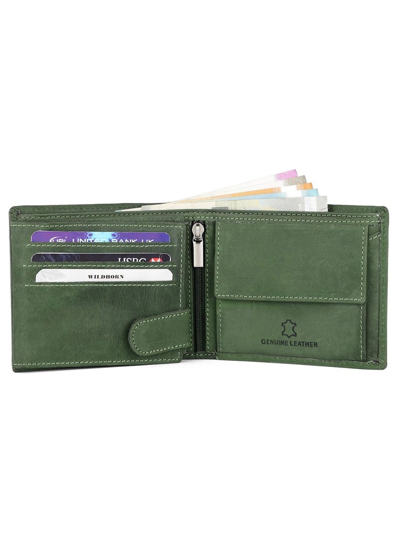 WildHorn Men's RFID Protected Leather Wallet (Green Hunter) - Image 4