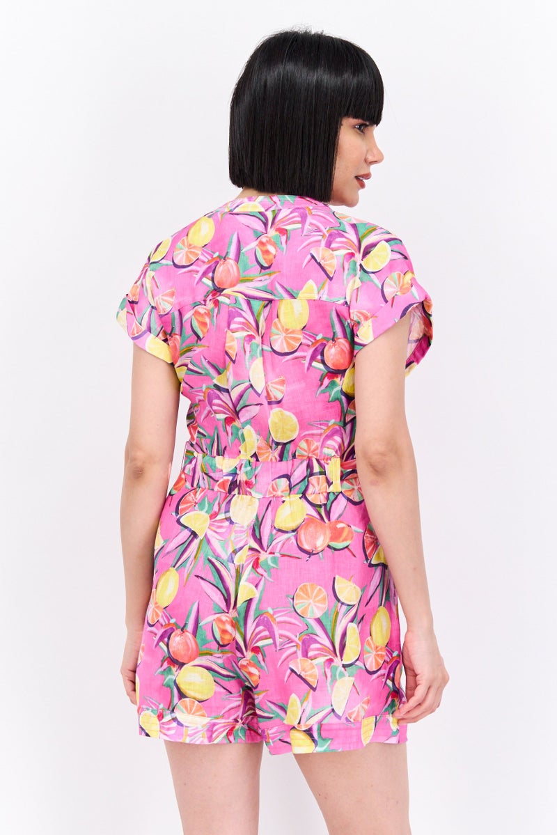 Scotch & Soda Women Floral Print Short Sleeve Jumpsuit, Multicolor - Image 4