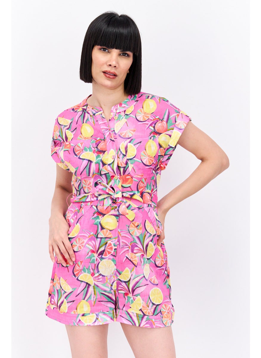 Women Floral Print Short Sleeve Jumpsuit, Pink Combo - pzsku/ZCD823E5A7131E884AAA5Z/45/_/1735653950/bf8bef78-b6f1-4949-ba9a-5dfc79775389