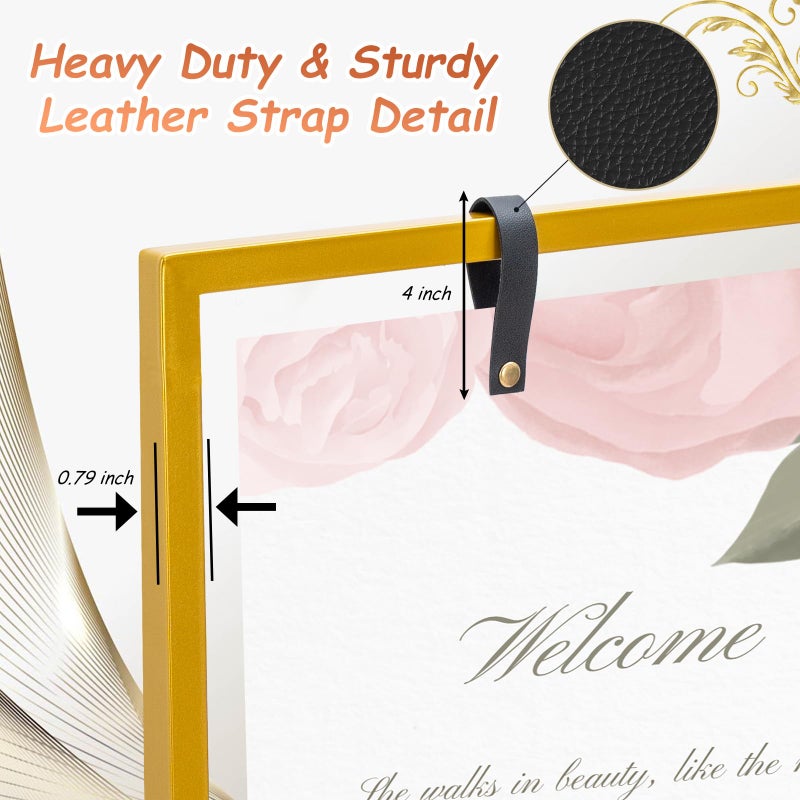 WEIDLUDOR Elegant Wedding Sign Stand & Holderï¼ŒGolden Heavy Duty Metal Wedding Welcome Sign Stand for Receptionï¼ŒWelcome to Our Wedding Hanging Sign Stand - Perfect for Seating Chart, Posters, and Decor - Image 3