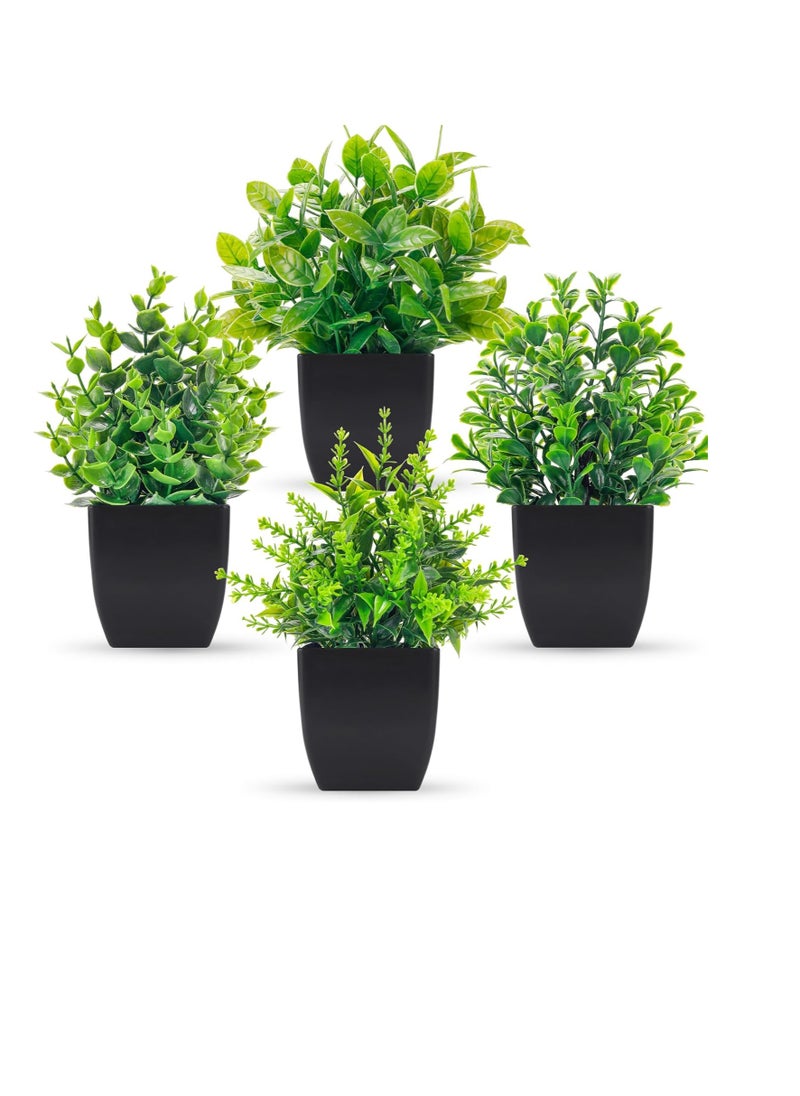 ماركة غير محددة - مجموعة من 4 حزم نباتات مزيفة صغيرة نباتات صناعية صغيرة داخلية للحمام ديكور طاولة غرفة المزرعة - Image 1
