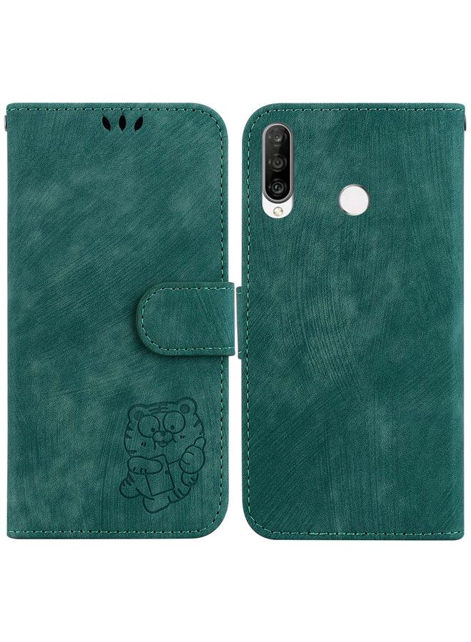 زبون جراب لهاتف Huawei P30 Lite / nova 4e جراب هاتف من الجلد المنقوش بنقشة نمر صغير - Image 1