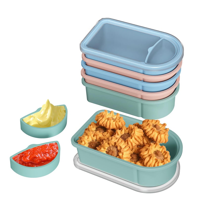 Toutrop 3 Pack Reusable Silicone Snack Containers with Lids, Salad Sauce Seasoning Container, Detachable design Mini Kids Snack Concainers for Travel, Office, Picnic - Image 2