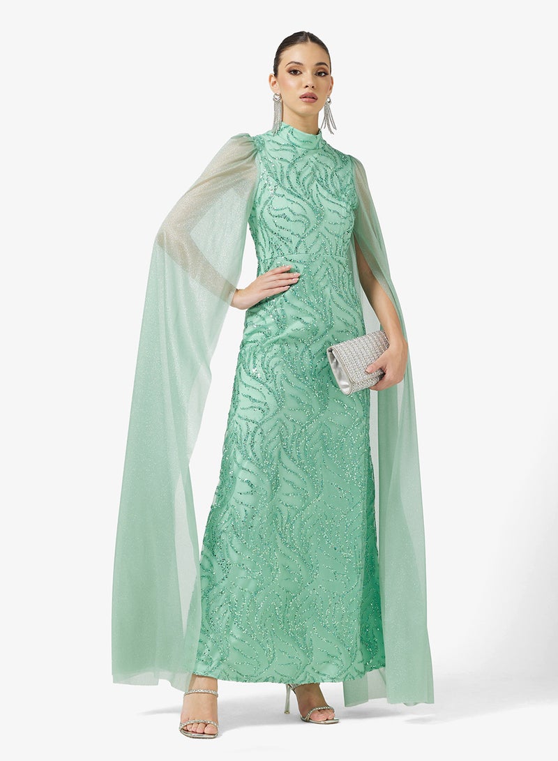 خزانة فستان لامع بأكمام مبالغ فيها - Image 1