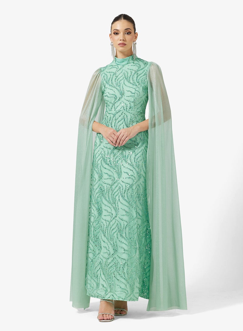 خزانة فستان لامع بأكمام مبالغ فيها - Image 4