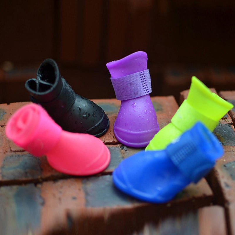 Little Pet Dog Puppy Anti- Rain Snow Boots Candy Colors Rubber Boots Shoes - Size L (Green) - Image 2