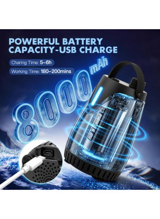 دش محمول للتخييم، دش تخييم قابل لإعادة الشحن بسعة 8000 مللي أمبير في الساعة مزود بشاشة LED ذكية، 4 أوضاع للرش، مضخة تخييم خارجية مقاومة للماء بمعيار IPX7 مناسبة للمشي لمسافات طويلة والسفر والسيارة والحيوانات الأليفة - view 2