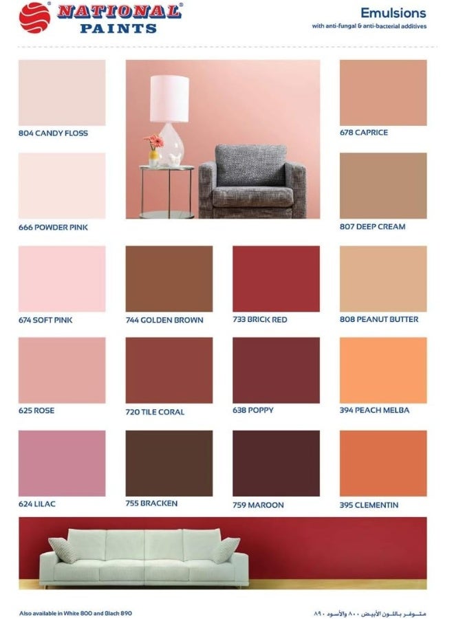 National Paint Water Based Wall Emulsion Paint 3.6L 480 - Image 3