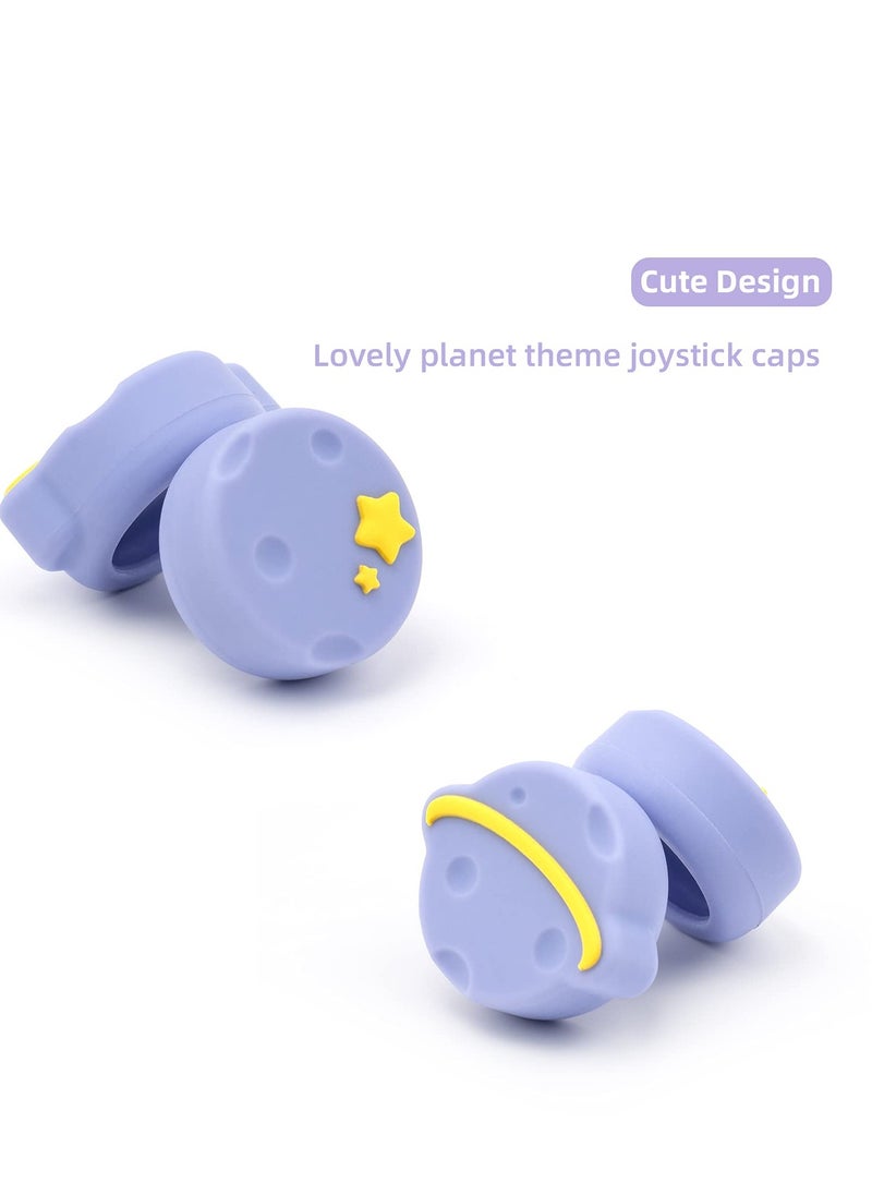Generic - Thumb Grip Caps for Nintendo Switch, OLED & Switch Lite - Soft Silicone Joystick Covers (4PCS) with Purple Happy Planet Design - Image 1