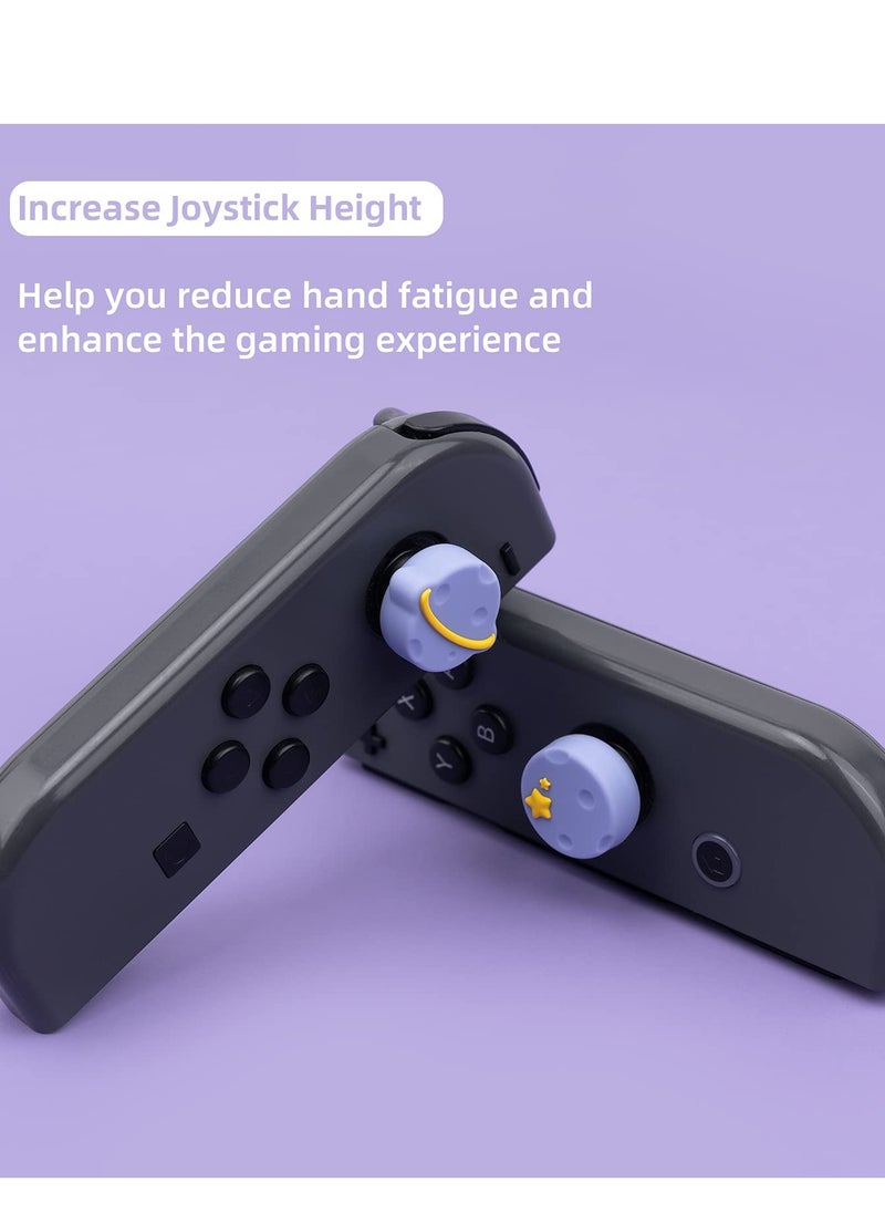 Generic - Thumb Grip Caps for Nintendo Switch, OLED & Switch Lite - Soft Silicone Joystick Covers (4PCS) with Purple Happy Planet Design - Image 1