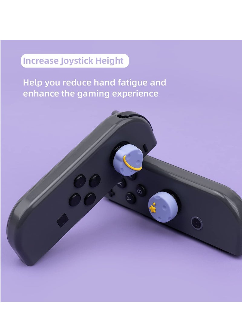 Generic - Thumb Grip Caps for Nintendo Switch, OLED & Switch Lite - Soft Silicone Joystick Covers (4PCS) with Purple Happy Planet Design - Image 1