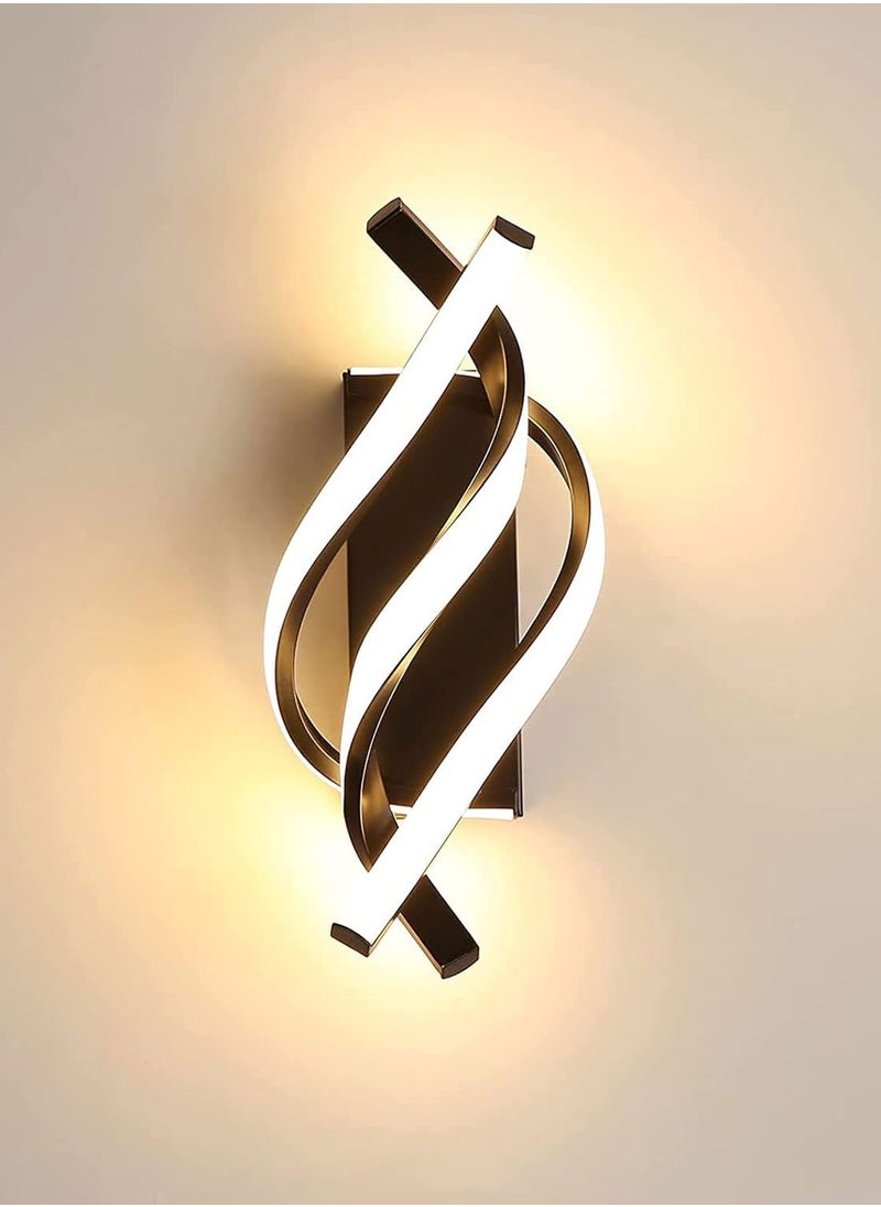 LOOPITYS LED Wall Sconce Lighting Spiral Wall Lights Indoor Contemporary Applique Murale Interieur Decor Bedside Lamps Simple Stylish Fixture for Stairs Living Room Aisle Hallway(Black,3000K)  - Image 1