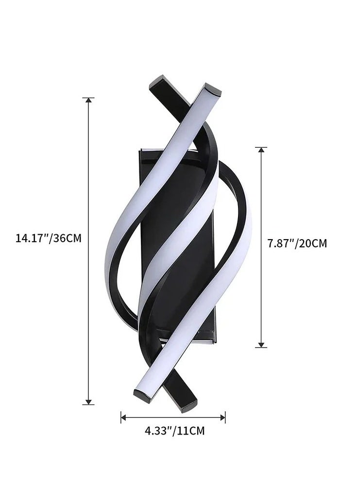 LOOPITYS LED Wall Sconce Lighting Spiral Wall Lights Indoor Contemporary Applique Murale Interieur Decor Bedside Lamps Simple Stylish Fixture for Stairs Living Room Aisle Hallway(Black,3000K)  - Image 5