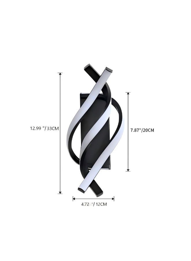 LOOPITYS LED wall lamp ，bracket light，wall fitting，spiral wall lamp (black, 3000K) indoor modern decal mural indoor decoration bedside lamp staircase living room corridor simple and fashionable lighting fixtures - Image 5