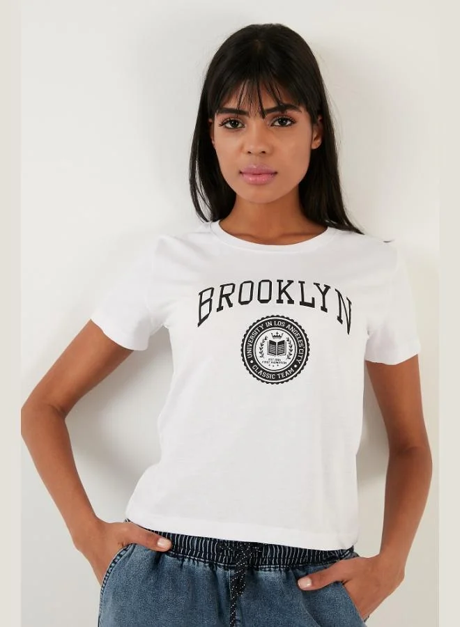 Lela Lela Brooklyn Print Crew Neck Slim Fit T-Shirt Women's T-SHIRT 5864581