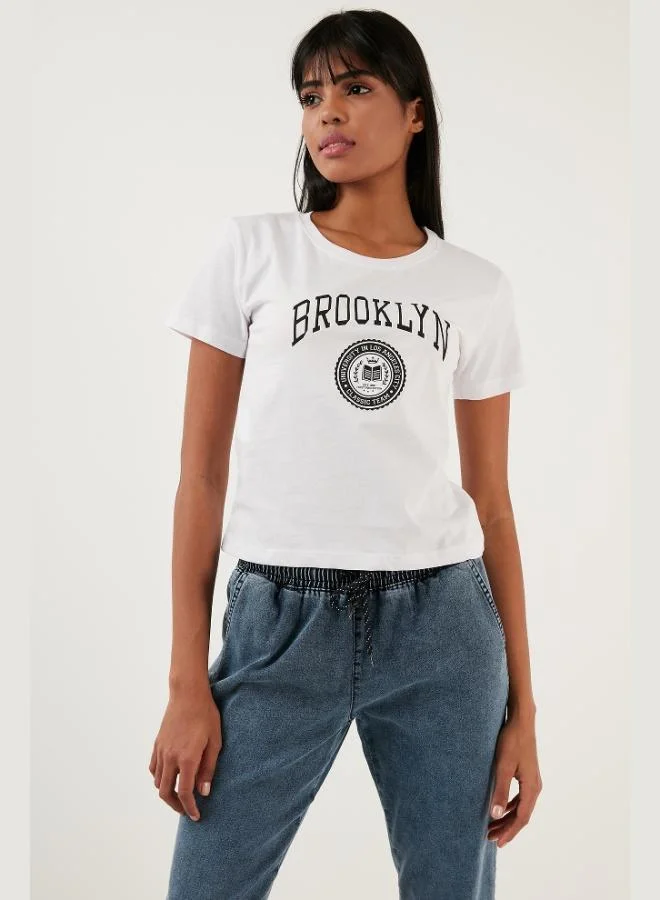 Lela Lela Brooklyn Print Crew Neck Slim Fit T-Shirt Women's T-SHIRT 5864581