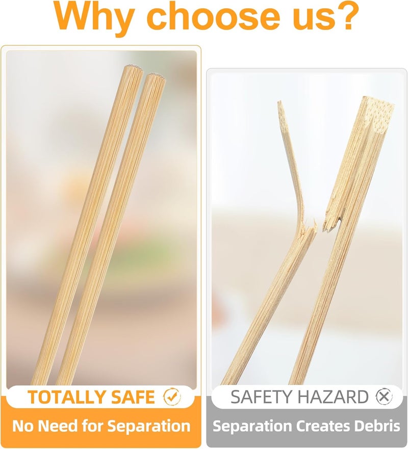 LOROTOCO 50 Pairs Chopsticks Disposable Reusable 9.5" Individually Wrapped Bulk Premium Quality - Image 4