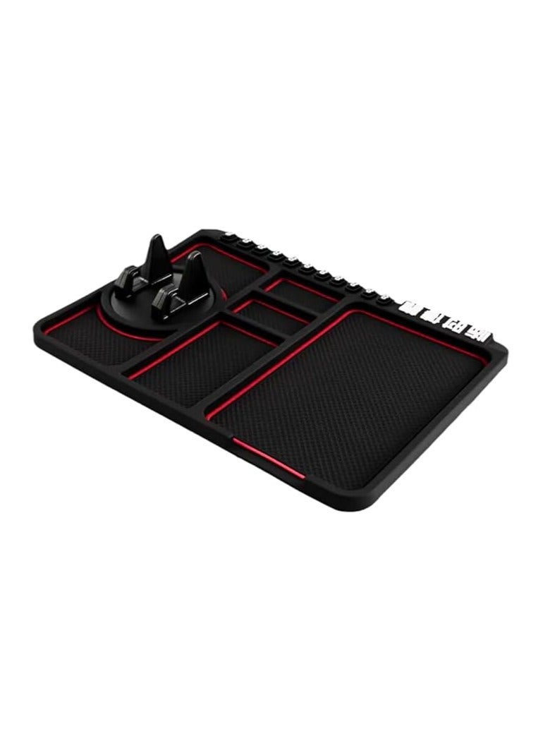 4 in 1 Non-Slip Car Dashboard Mats and Heat Resistant Cell Phone Holder - Digital Sticky Pads with 360 Degree Rotation Function - Cell Phone, GPS, USB, Sunglasses, Keys Accessories Holder  - Image 3