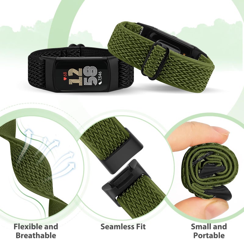 Bcuckood 5 Pack Elastic Nylon Watch Bands Compatible for Fitbit Charge 6/Fitbit Charge 5, Adjustable Breathable Replacement Stretchy Nylon Loop Wristband Sport Strap for Women Men - Image 3