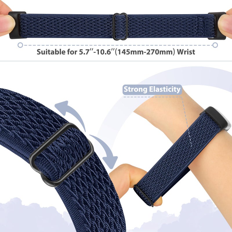 Bcuckood 5 Pack Elastic Nylon Watch Bands Compatible for Fitbit Charge 6/Fitbit Charge 5, Adjustable Breathable Replacement Stretchy Nylon Loop Wristband Sport Strap for Women Men - Image 5