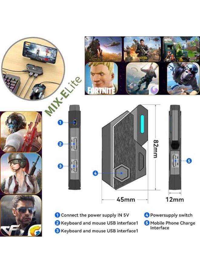 One Handed Gaming Keyboard and Mouse Combo with Mix-Elite Converter USB Cable Phone Stand - Image 5