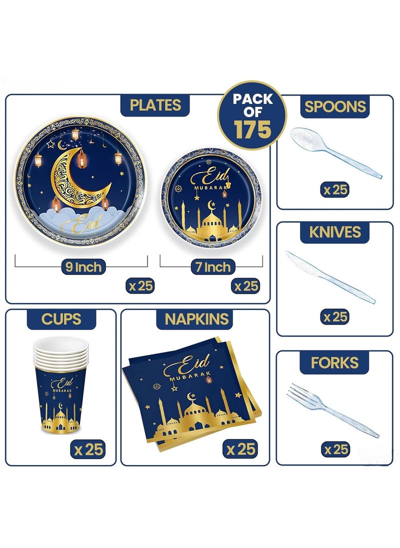 KATCHON Eid Mubarak Tableware Set Pack of 176 for Eid Party Decorations  - Image 2