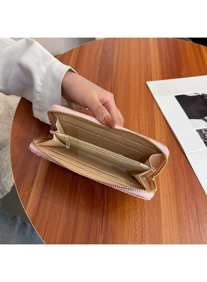 Minimalist fashion pattern long zipper wallet, specially designed for women, credit card wallet, with ID window, ladies' clutch bag, large capacity with multiple card slots.  - Image 4