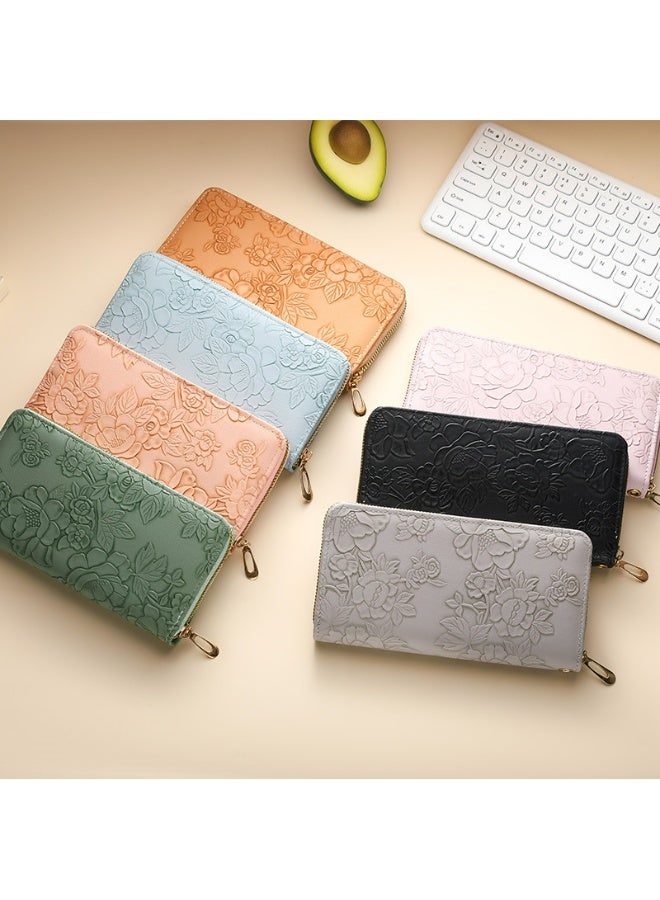 Minimalist fashion pattern long zipper wallet, specially designed for women, credit card wallet, with ID window, ladies' clutch bag, large capacity with multiple card slots.  - Image 3