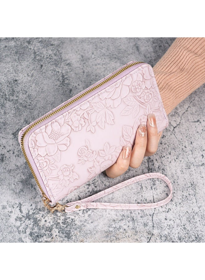 Minimalist fashion pattern long zipper wallet, specially designed for women, credit card wallet, with ID window, ladies' clutch bag, large capacity with multiple card slots.  - Image 2