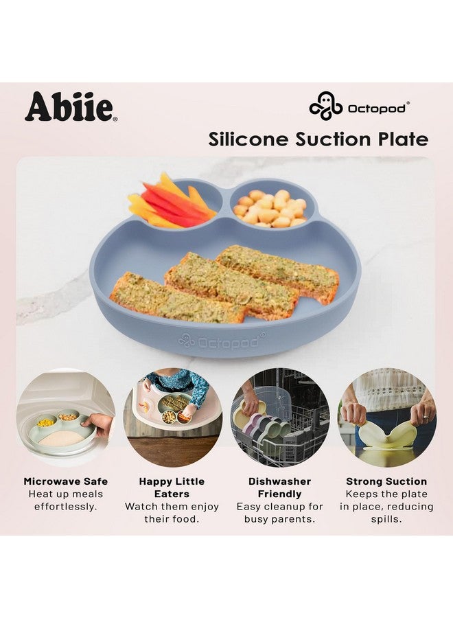 Abiie Octopod Frog Silicone Plates With Suction - Spill Proof, Easy To Clean - Bpa-Free Bowl - Suction Plates For Baby And Toddler - Training & Feeding Divided Grip Dish (Baby Blue) - Image 4