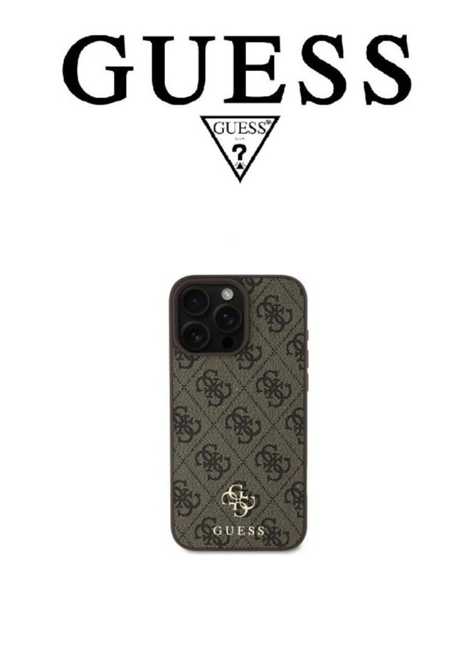 CG MOBILE IPhone 16 Pro cover,supports MagSafe wireless charging, with a logo and a leather French design approved by the global brand Guess. From CG-MOBILE. In Brown  - Image 2