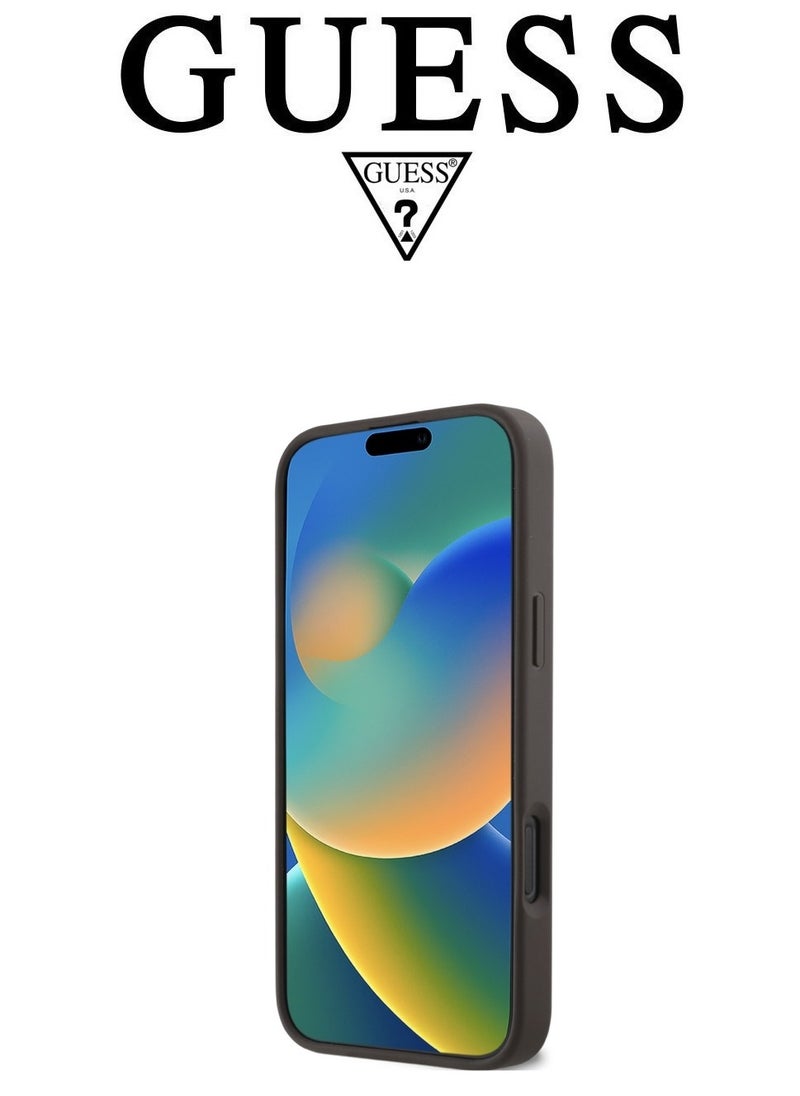 CG MOBILE IPhone 16 Pro cover,supports MagSafe wireless charging, with a logo and a leather French design approved by the global brand Guess. From CG-MOBILE. In Brown  - Image 5