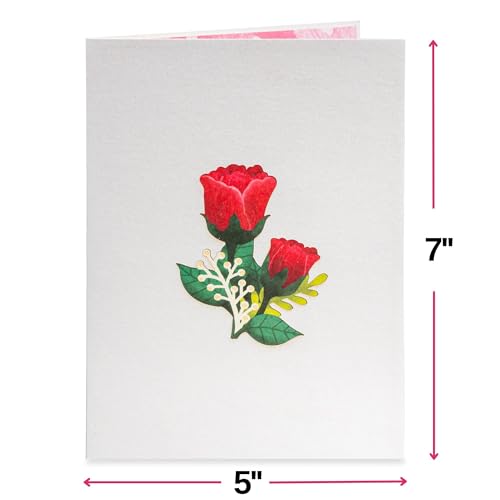 Paper Love 3D Pop Up Card, Lovely Roses Pop-Up Cards, for Birthday, Anniversary, Mothers Day, Thank You, Get Well, All Occasion - 5" x 7" Cover - Includes Envelope and Note Tag - Image 5