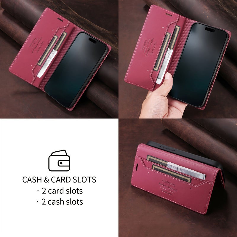 Purple Wallet Case With Card Slot RFID Blocking For Galaxy Note 10 Plus Faux Leather - Image 2